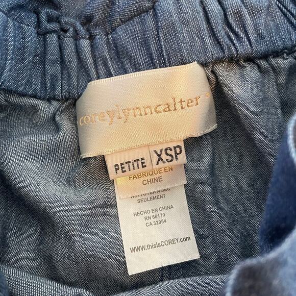 Corey Lynn Calter Anthropologie Denim Chambray Off Shoulder Ruffle Dress XS Blue - Picture 5 of 10